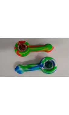 Silicone Hand Pipe with Glass Bowl Random Colors