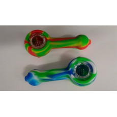 Silicone Hand Pipe with Glass Bowl Random Colors