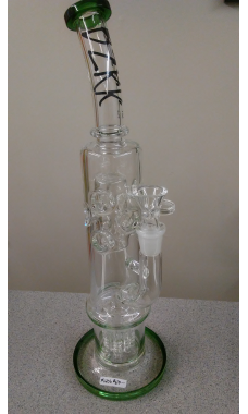BZRK Waterpipe with Swiss and Tree Percs Green 13in