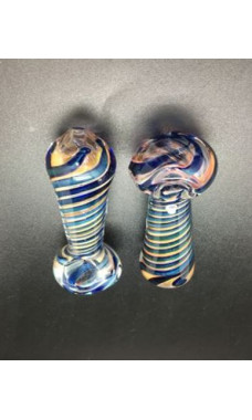 Thick Color Changing Hand Pipe with Blue Ribbon