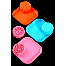 Colored Plastic Herb Grinder with Attached Tray
