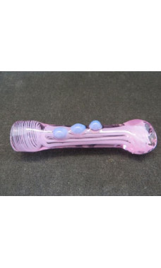Pink One Hitter with White Ribbon and Colored Marbles