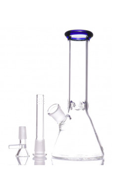 Clear Beaker Waterpipe Color Accent 8in