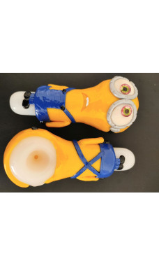 3D Glass Minion Spoon Hand Pipe with Glow-in-the-Dark Eyes