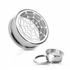 Hollow Spider-Web Screw Fit Tunnel 316L Surgical Steel Body Jewelry