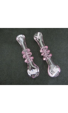Pink Flat Mouth Chillum With Rings