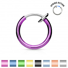 Spring Action Titanium IP Over 316L Stainless Steel Fake Septum, Ear, and Nose Hoop Body Jewelry