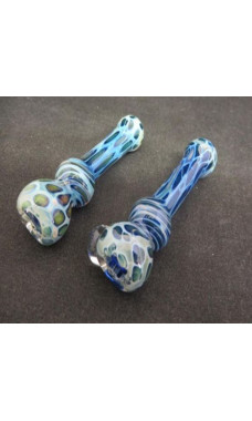 Blue Abstract Silver and Gold Fumed One Hitter