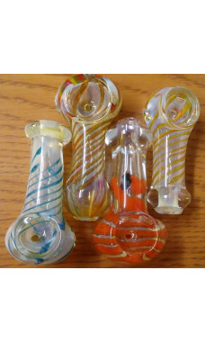 Silver Fumed with Twisted Ribbon Hand Pipe
