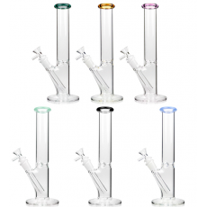Clear Straight Waterpipe Color Accent 10in