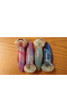Abstract Frit Fumed with Speckled Bowl Glass Hand Pipe