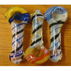 Silver Fumed Hand Pipe with Dichro and Ribbon Twist