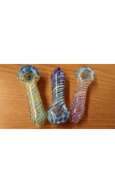 Heavy Ribbon Twist Fumed Hand Pipe with Speckled Bowl