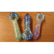 Heavy Ribbon Twist Fumed Hand Pipe with Speckled Bowl