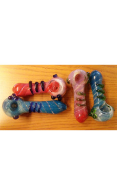 Silver Fumed Frit Hand Pipe with Marbles