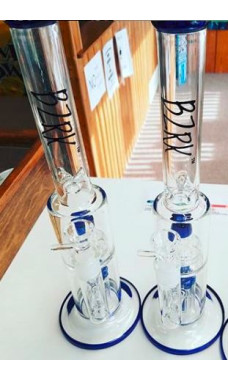 BZRK Waterpipe with 8-arm Tree and Showerhead Percs Blue 16in