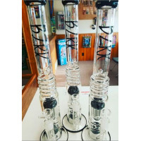 BZRK Waterpipe Clear Recycler with Tree plus Sphere Percs Black